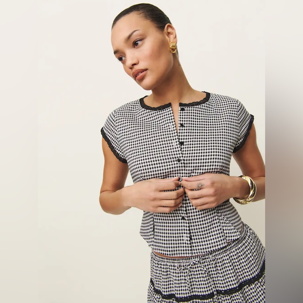 Reformation Valetta Two Piece in Remy Check. Brand new without tags, never worn - Picture 3 of 6